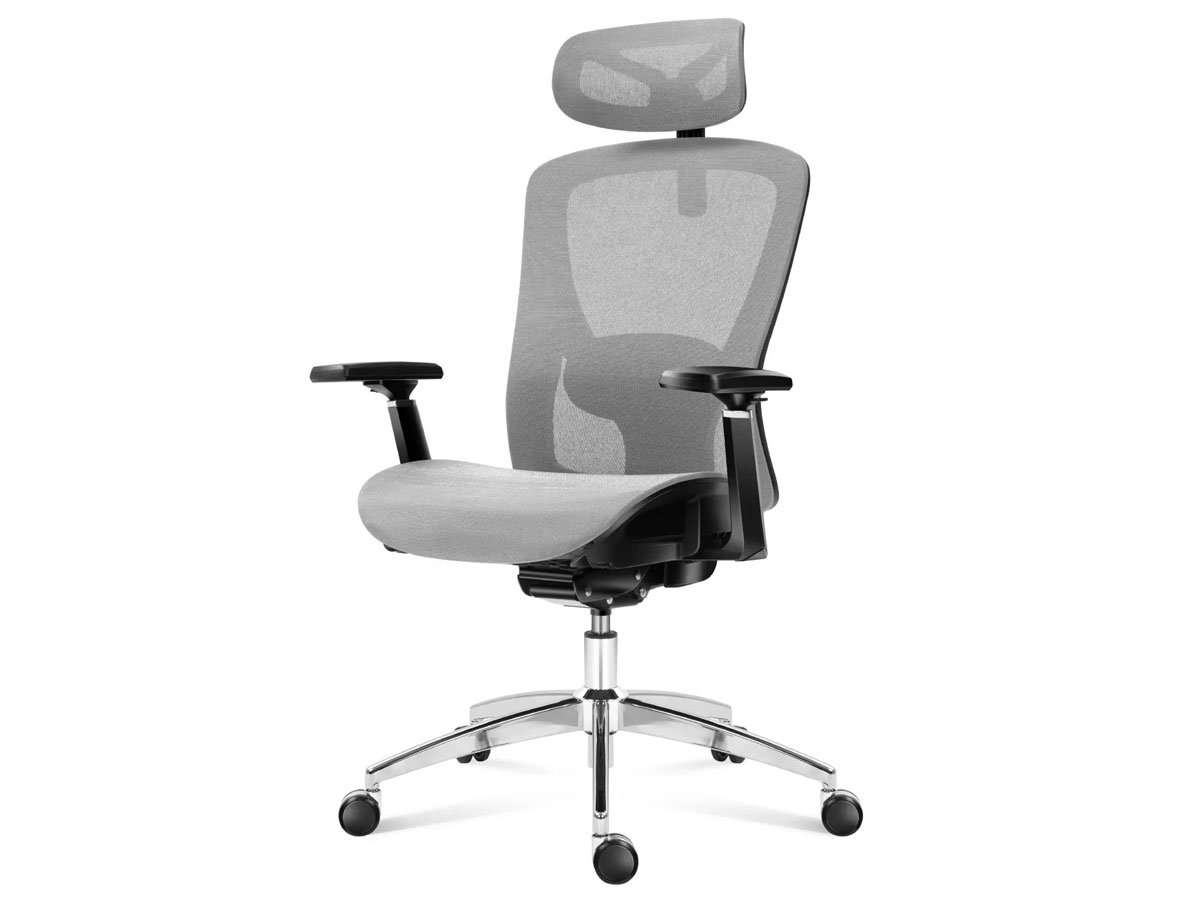 Fotel ergonomiczny Mark Adler Expert 5.3 Grey Mesh - Widok od przodu pod kątem