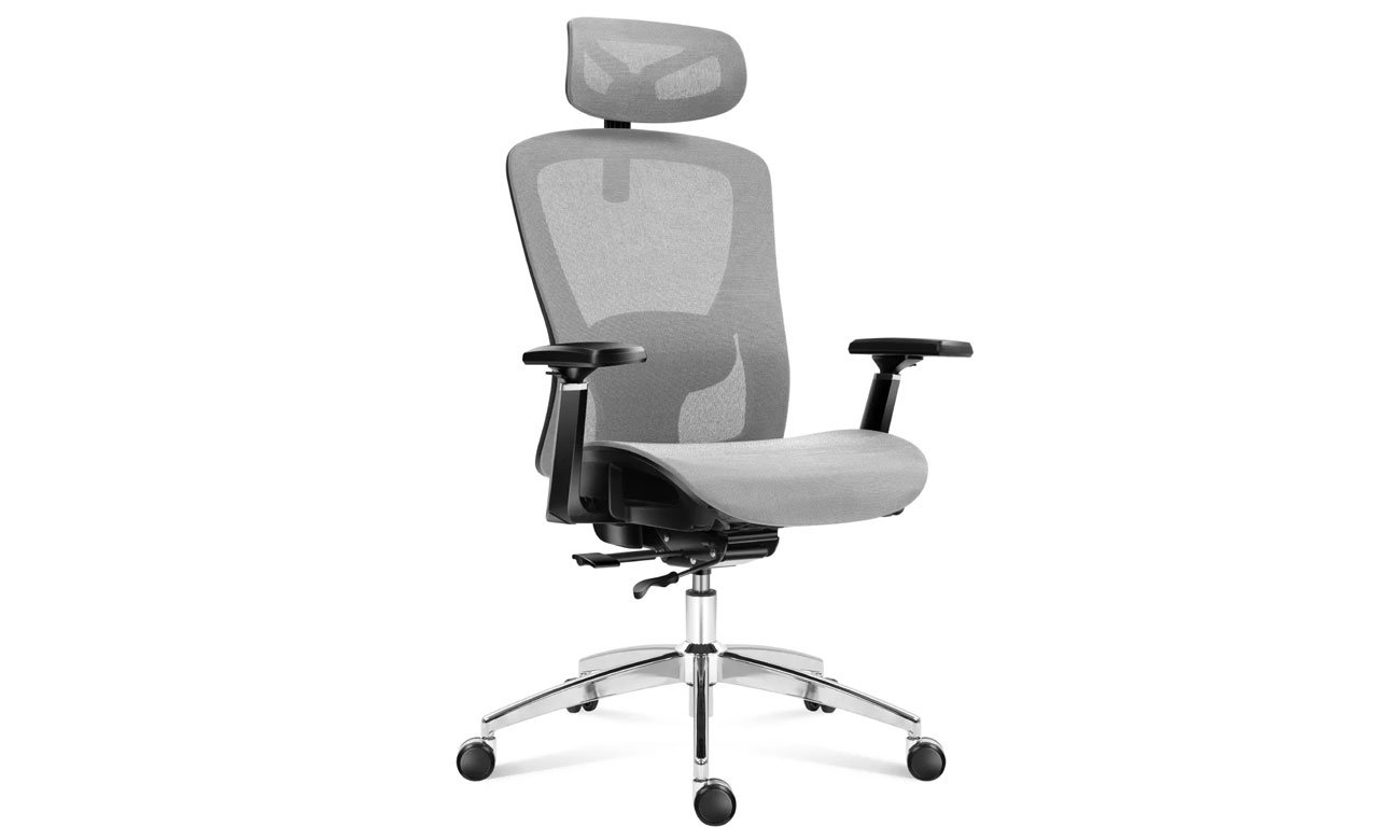 Fotel ergonomiczny Mark Adler Expert 5.3 Grey Mesh - Widok od przodu pod kątem