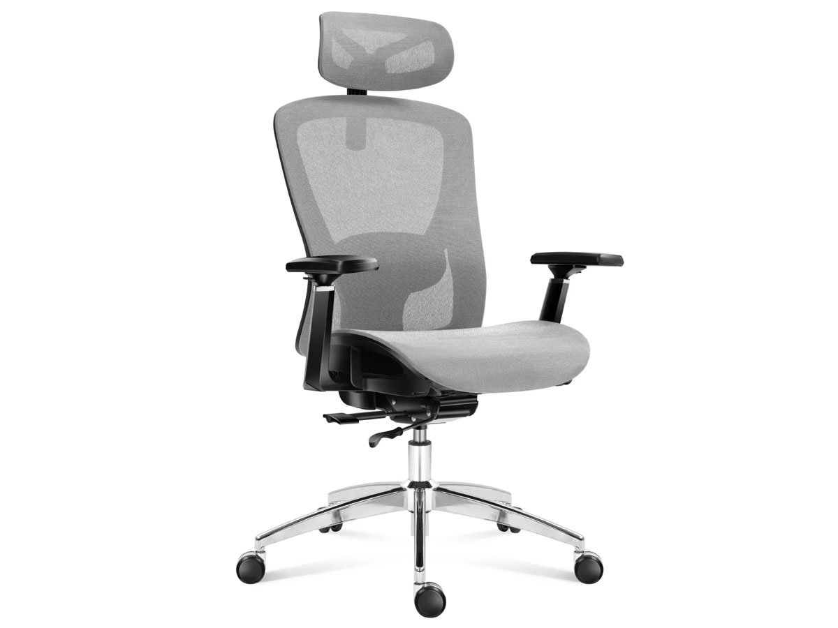 Fotel ergonomiczny Mark Adler Expert 5.3 Grey Mesh - Widok od przodu pod kątem