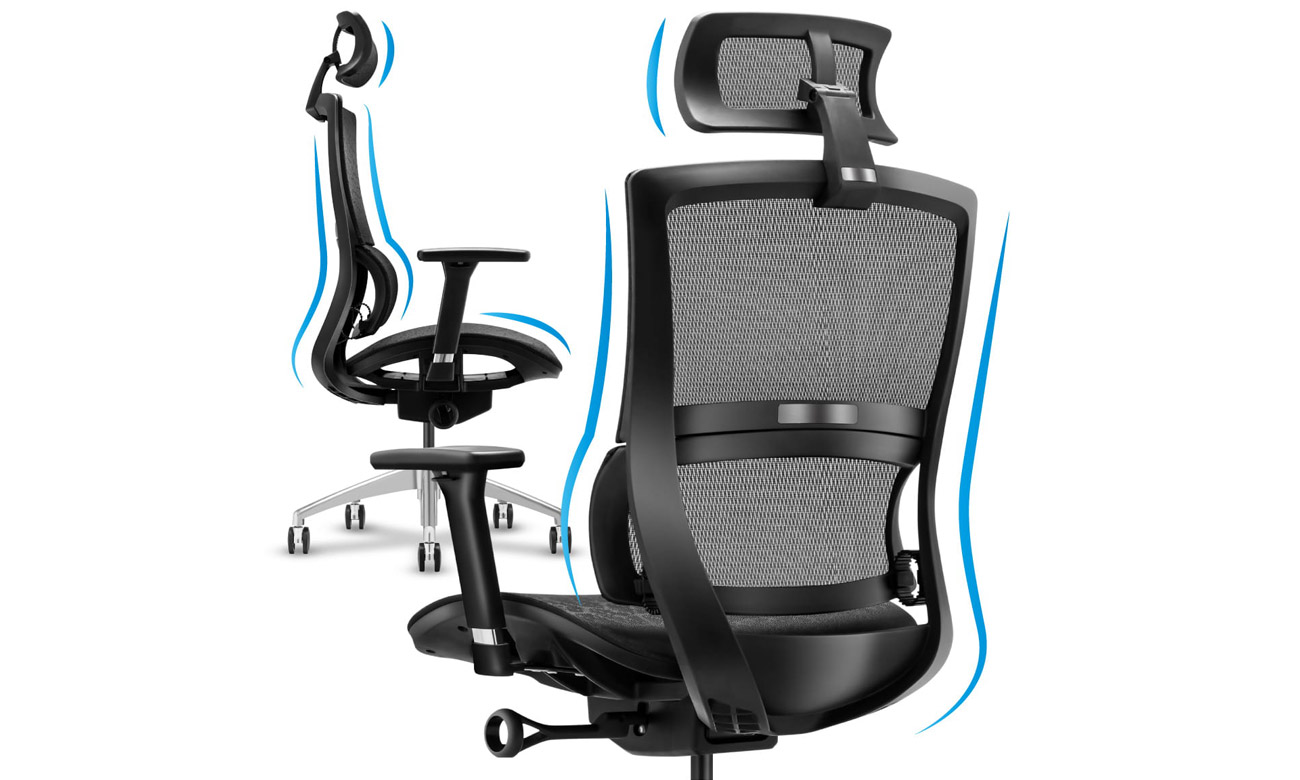 Fotel biurowy Mark Adler Expert 6.0 Black - Profilowana konstrukcja