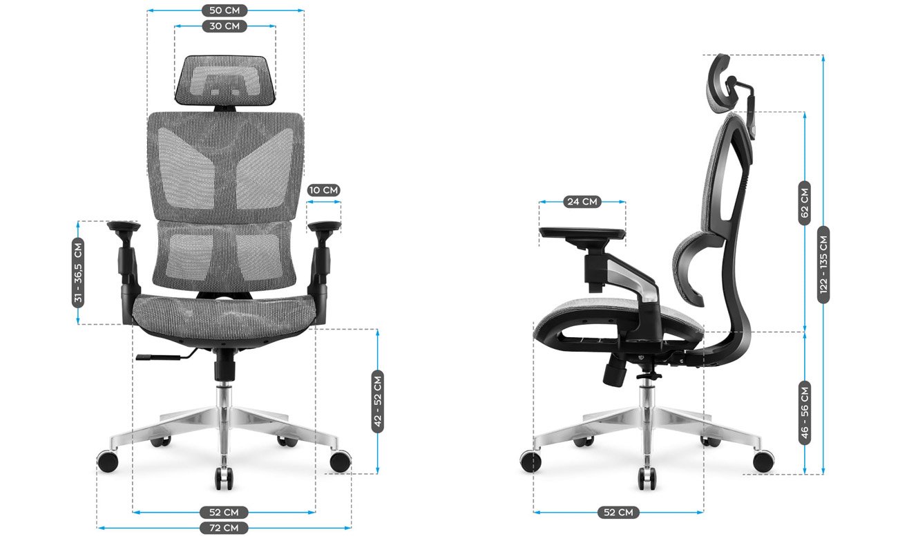 Fotel biurowy Mark Adler Expert 8.5 - Grafika z wymiarami