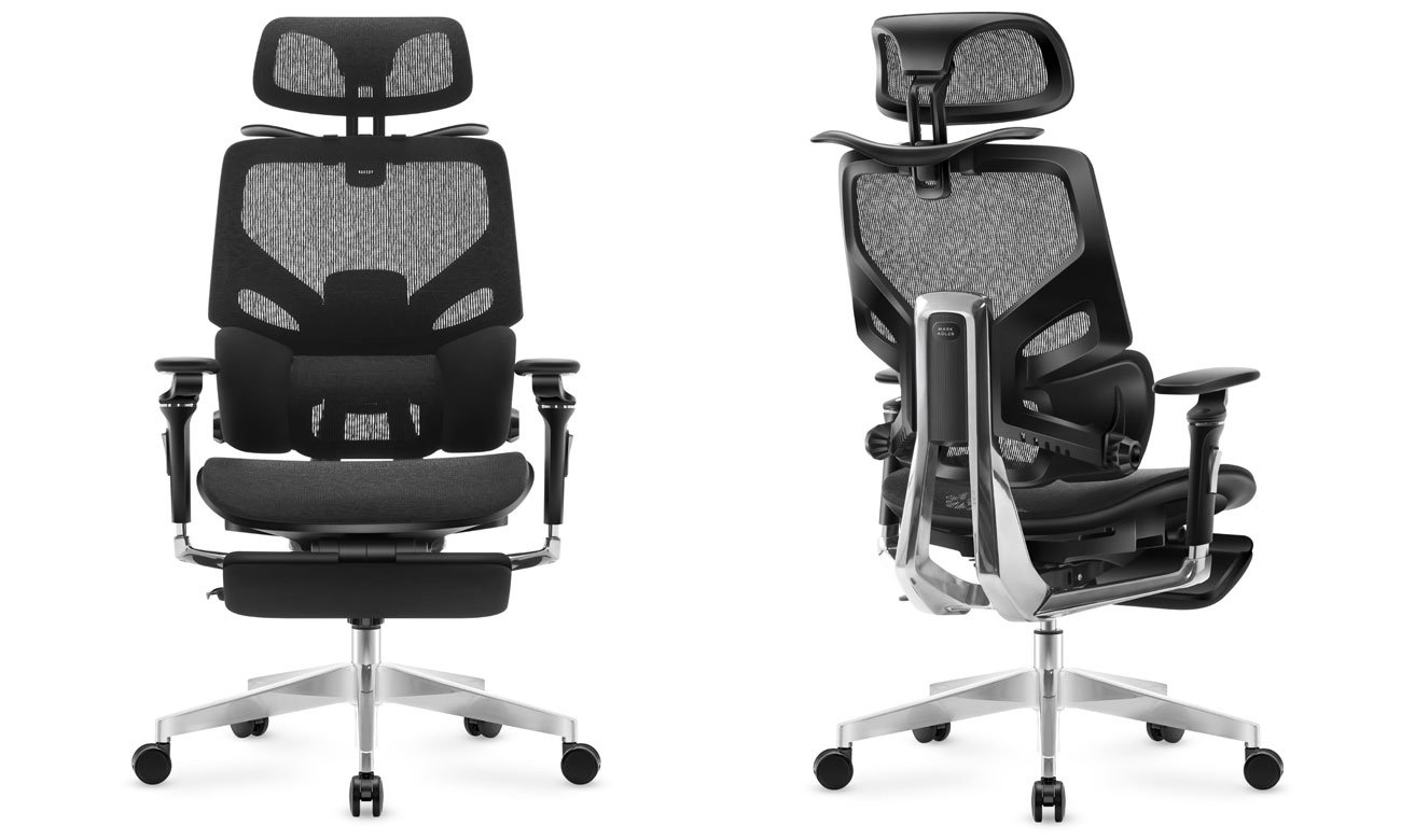 Fotel biurowy Mark Adler Expert 9.6 Black - Widok od przodu i od tyłu pod kątem