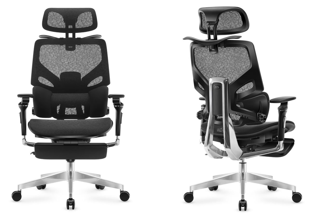 Fotel biurowy Mark Adler Expert 9.6 Black - Widok od przodu i od tyłu pod kątem