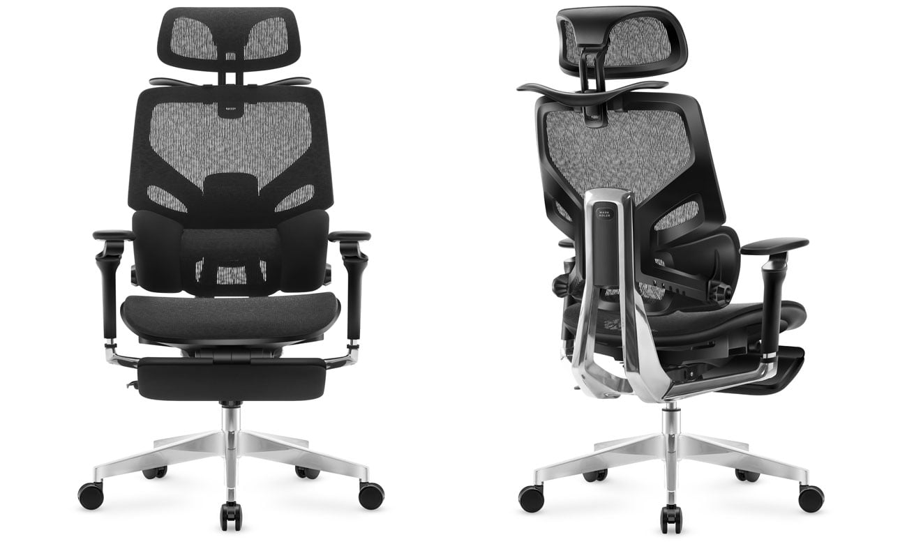 Fotel biurowy Mark Adler Expert 9.6 Black - Widok od przodu i od tyłu pod kątem