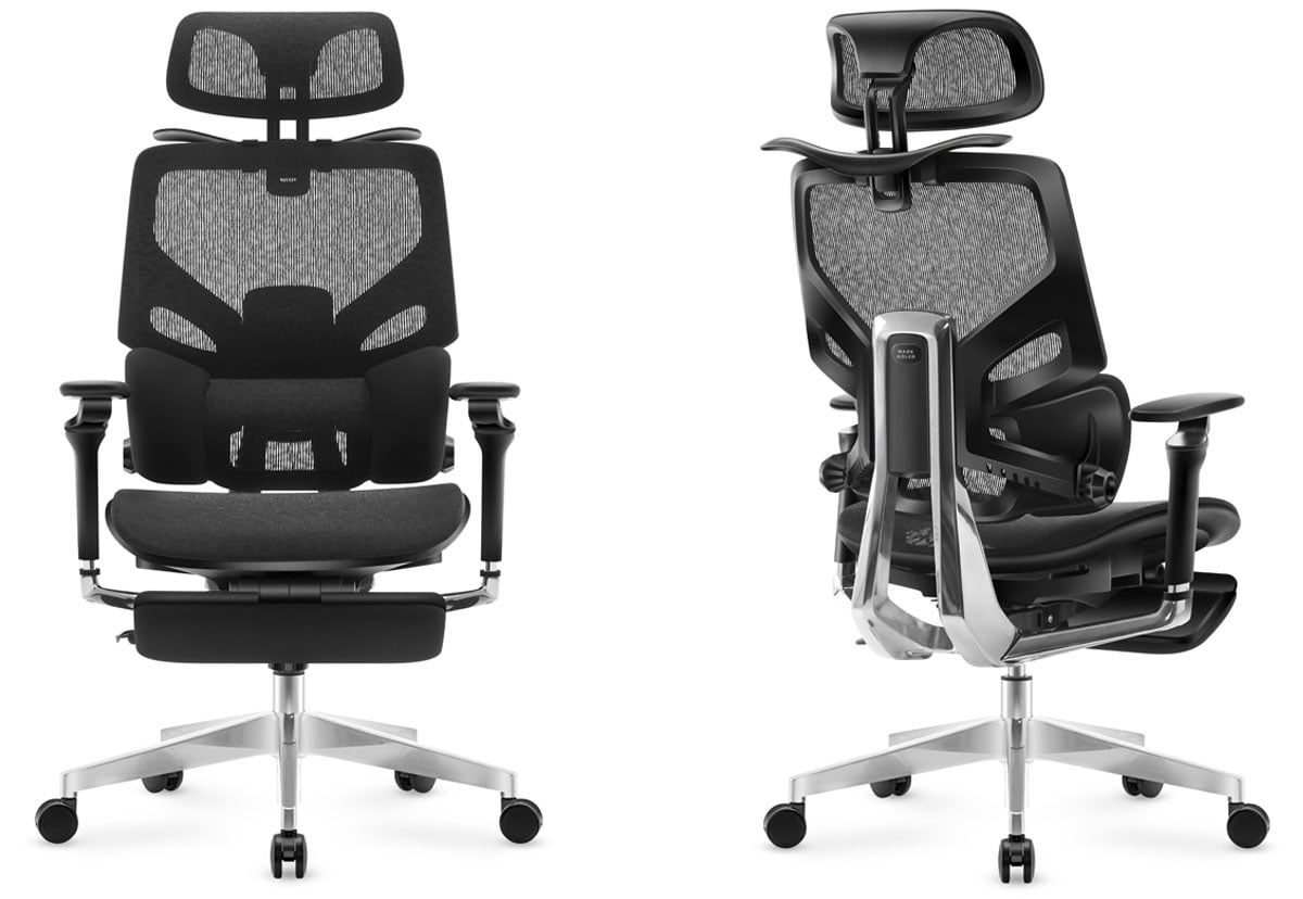 Fotel biurowy Mark Adler Expert 9.6 Black - Widok od przodu i od tyłu pod kątem