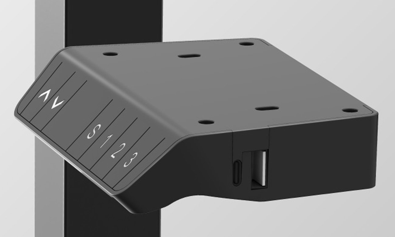 Dwusilnikowy elektryczny stelaż biurka Mark Adler Xeno 7.6 - Panel sterowania z pamięcią ustawień i portami USB