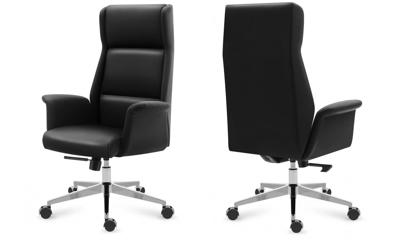 Fotel biurowy Mark Adler Boss 5.6 Black - Widok pod kątem od przodu i od tyłu