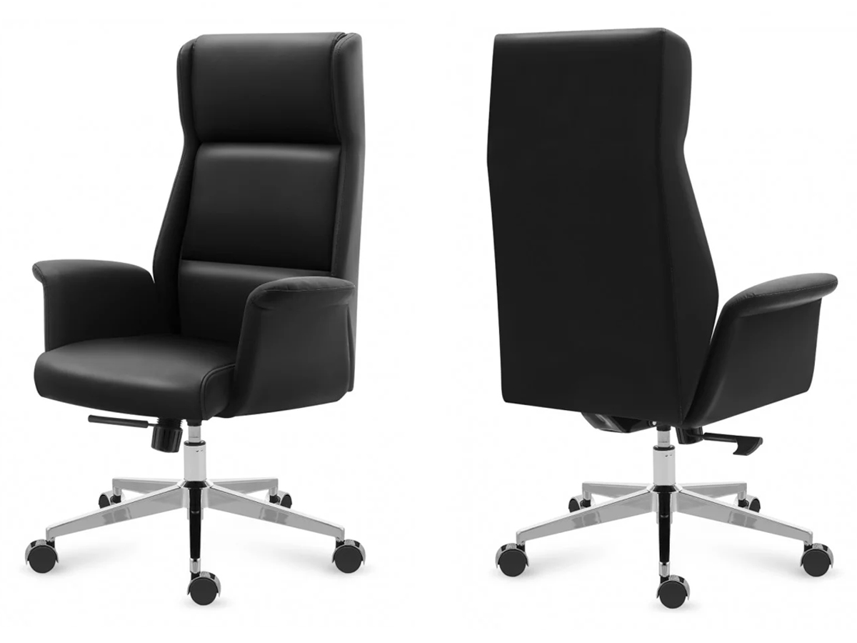 Fotel biurowy Mark Adler Boss 5.6 Black - Widok pod kątem od przodu i od tyłu