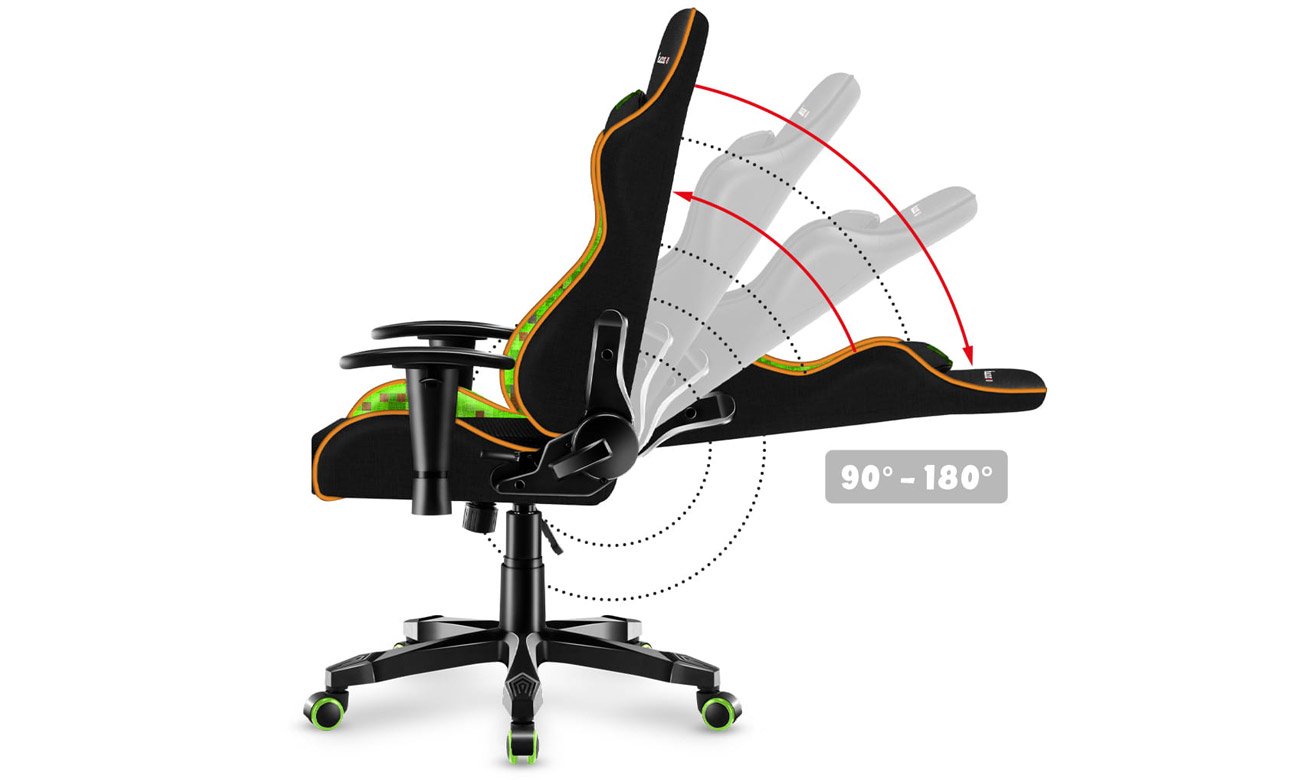 Fotel gamingowy dla dziecka Huzaro Ranger 6.0 Pixel Mesh - Widok lewego boku z regulacją