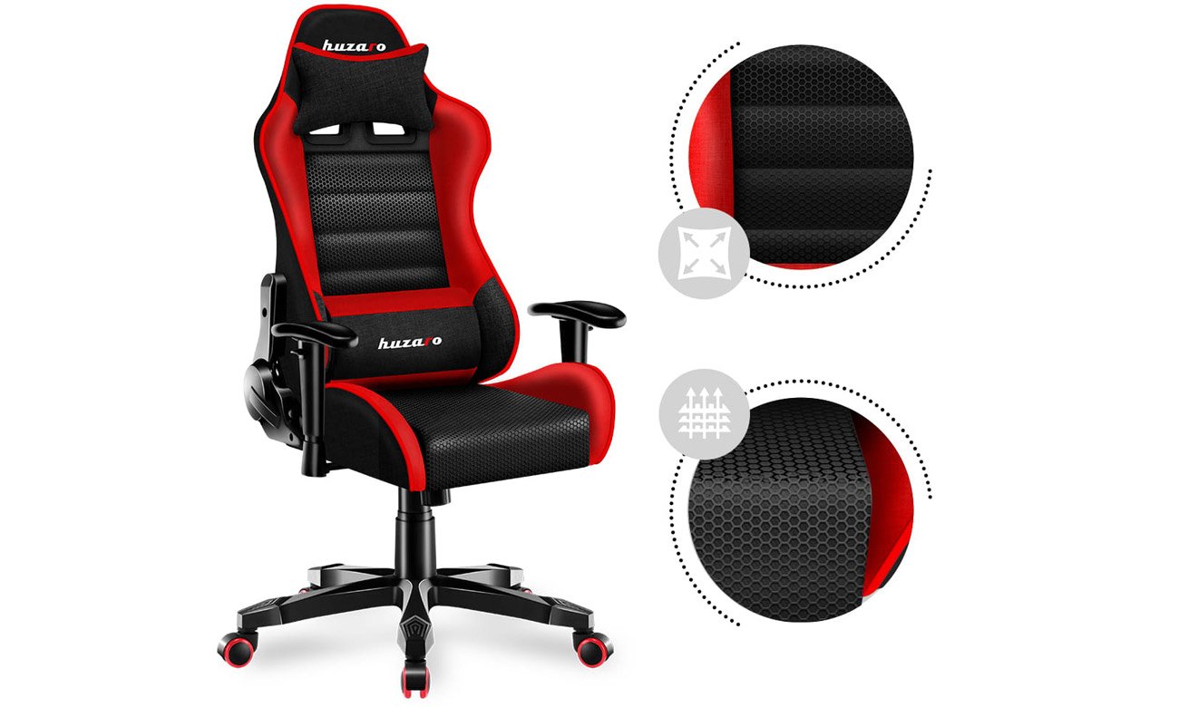 Fotel gamingowy dla dziecka Huzaro Ranger 6.0 Red Mesh - Doskonały przepływ powietrza