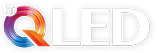Logo technologii Hi-QLED (Quantum Dot Light Emitting Diode) z dużą, kolorową literą Q wykonaną z tęczowych linii