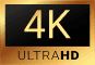 Złote logo 4K Ultra HD (Ultra High Definition) na ciemnym tle w złotej ramce.
