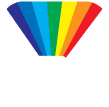 Logo LPU (Laser Processing Unit) Technology z tęczowymi liniami rozchodzącymi się wachlarzowo