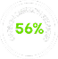 Okrągła ikona z zielonym napisem 56% oraz otaczającym go białym hasłem CARBON EMISSION REDUCED.