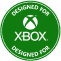 Zielona ikona z logo Xboxa i napisem: Designed for Xbox (zaprojektowane dla xbox)