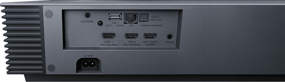 Panel tylny z USB (Universal Serial Bus), LAN (Local Area Network) i wejściami HDMI (High-Definition Multimedia Interface)