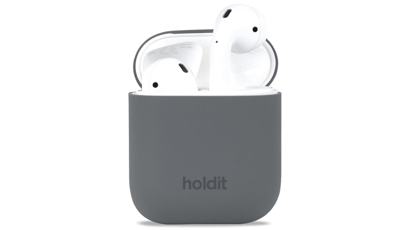 Etui Holdit Silicone Case AirPods 1&2 Space Gray