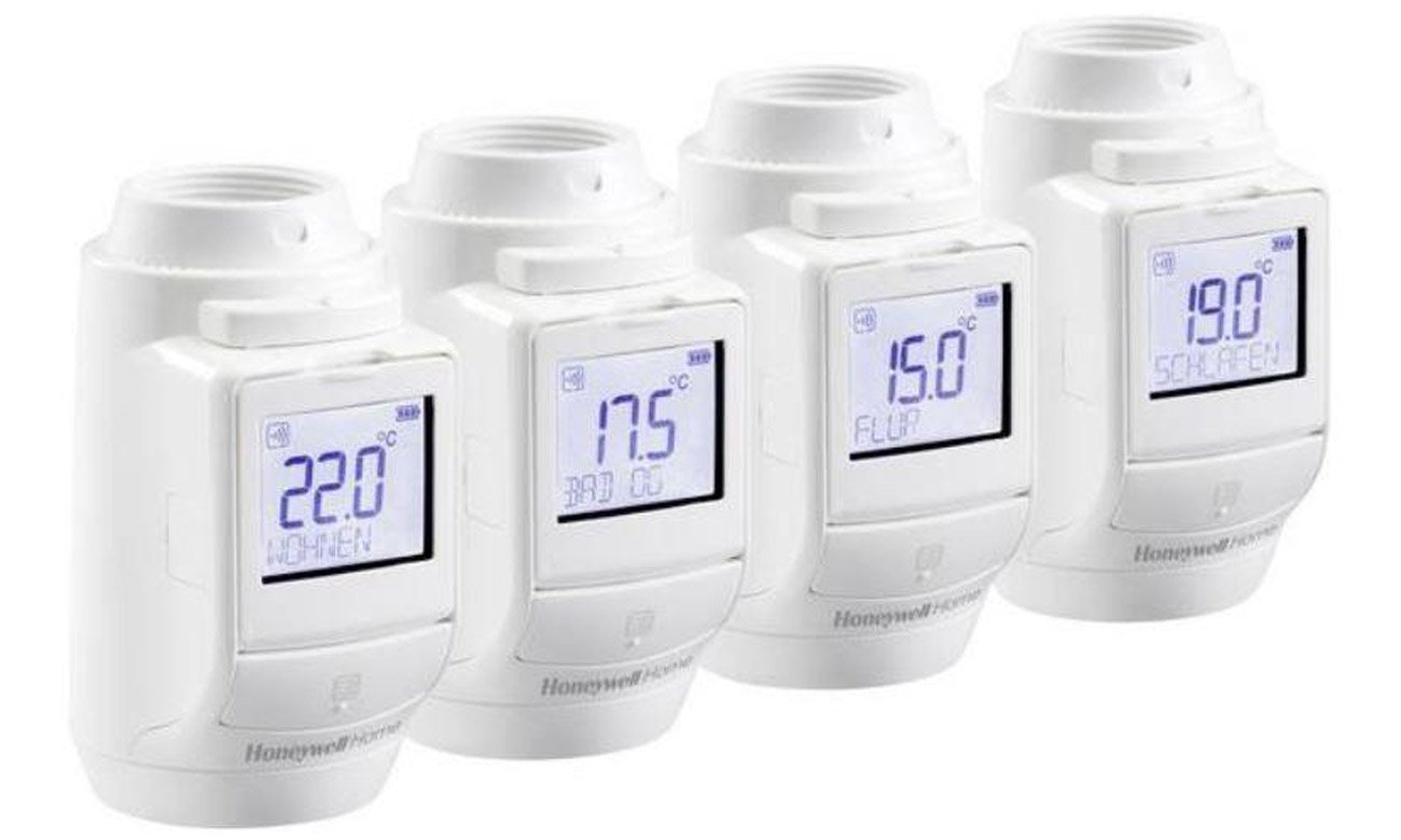 Zestaw 4 bezprzewodowych regulatorów grzejnikowych z LCD Honeywell Evohome