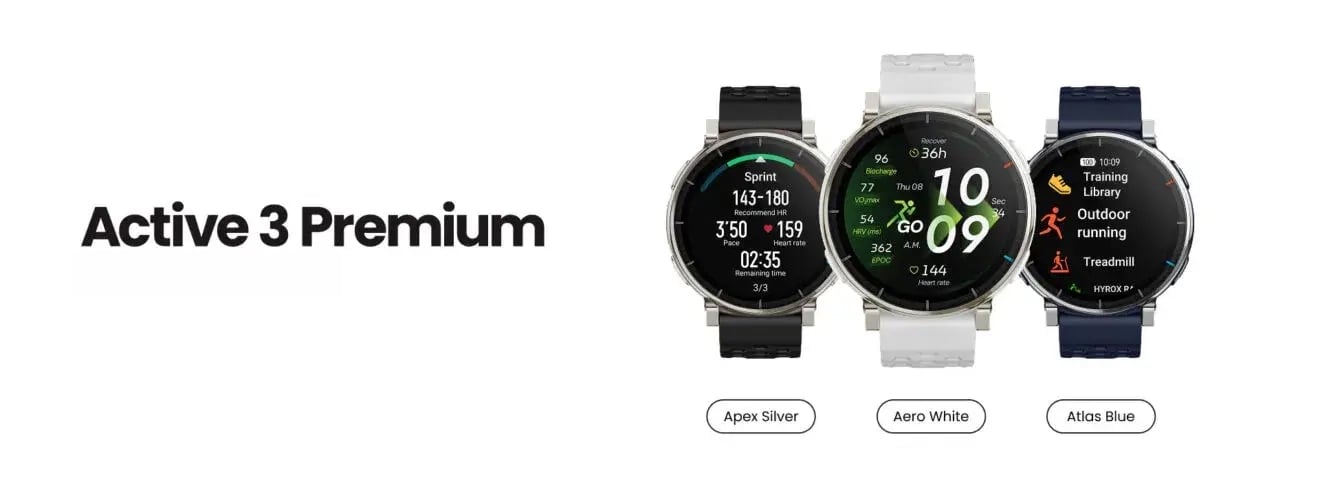 Amazfit Active 3 Premium w trzech wersjach kolorystycznych