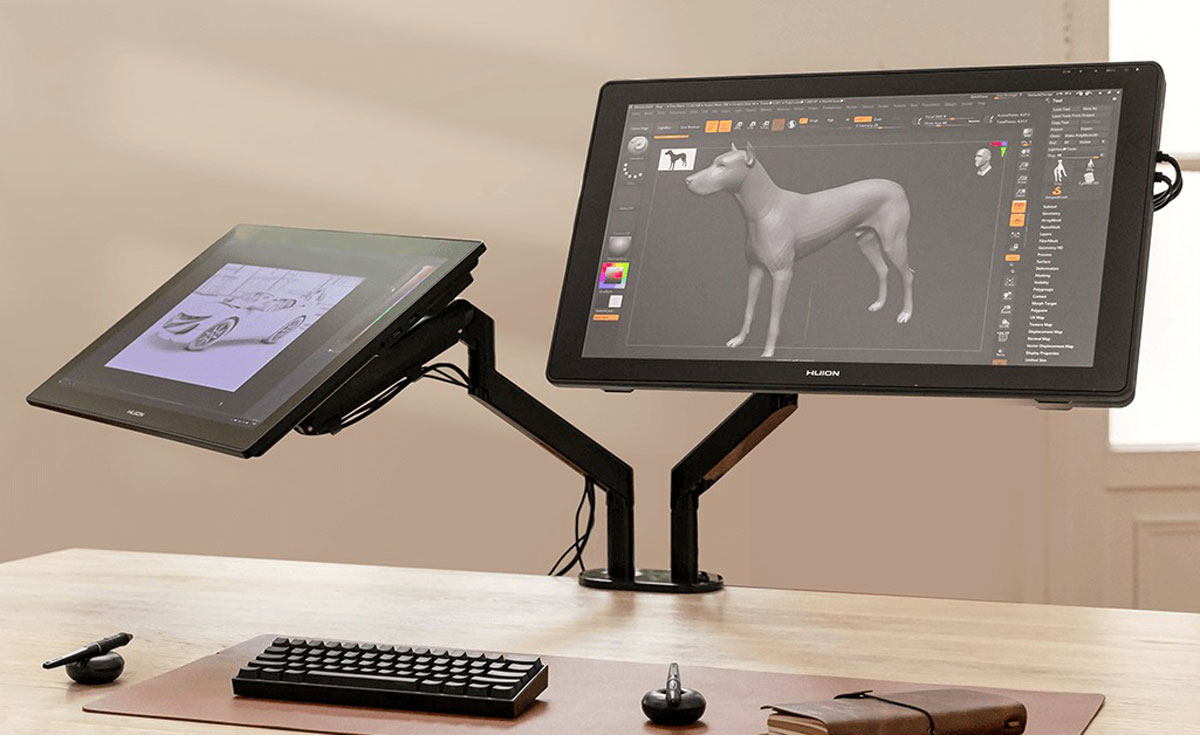 Podwójny uchwyt Huion ST420 do tabletu graficznego - Grafika lifestyle