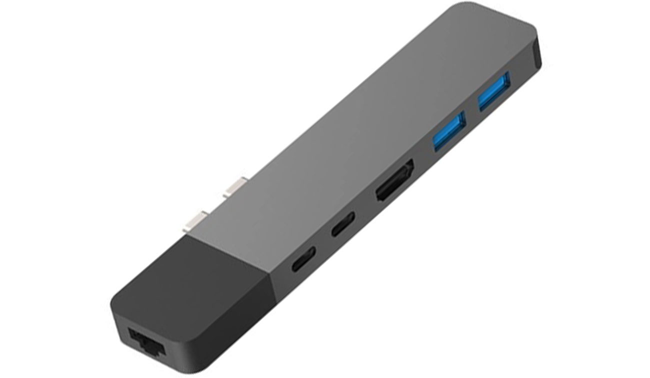 Stacja dokująca do Apple MacBook HYPER HyperDrive NET 6-in-2 Gwiezdna szarość - Widok z przodu pod kątem