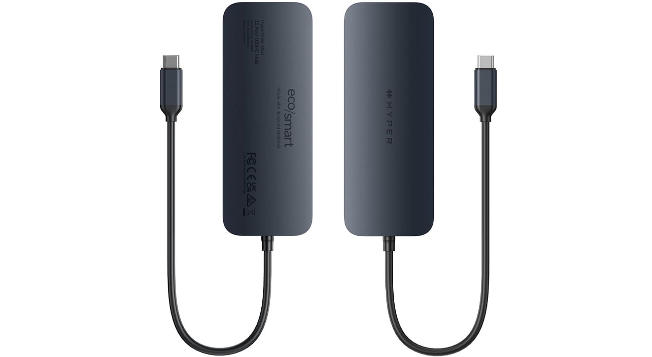 HyperDrive EcoSmart Gen.2 Dual HDMI USB-C 11-in-1 140W PD3.1 Rück- und Vorderseite