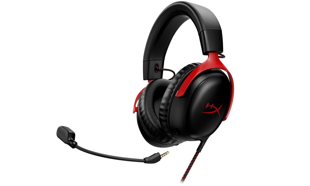 HyperX Cloud III Schwarz-Rot Headset - Vorderansicht unter einem Winkel