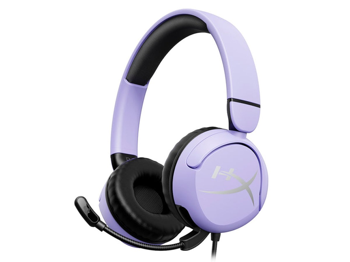 Kabelgebundenes Headset HyperX Cloud Mini Lavender - Ansicht von vorne im Winkel