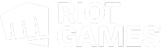 Logo marki Riot Games w formie stylizowanego napisu i minimalistycznej ikonki z pięścią