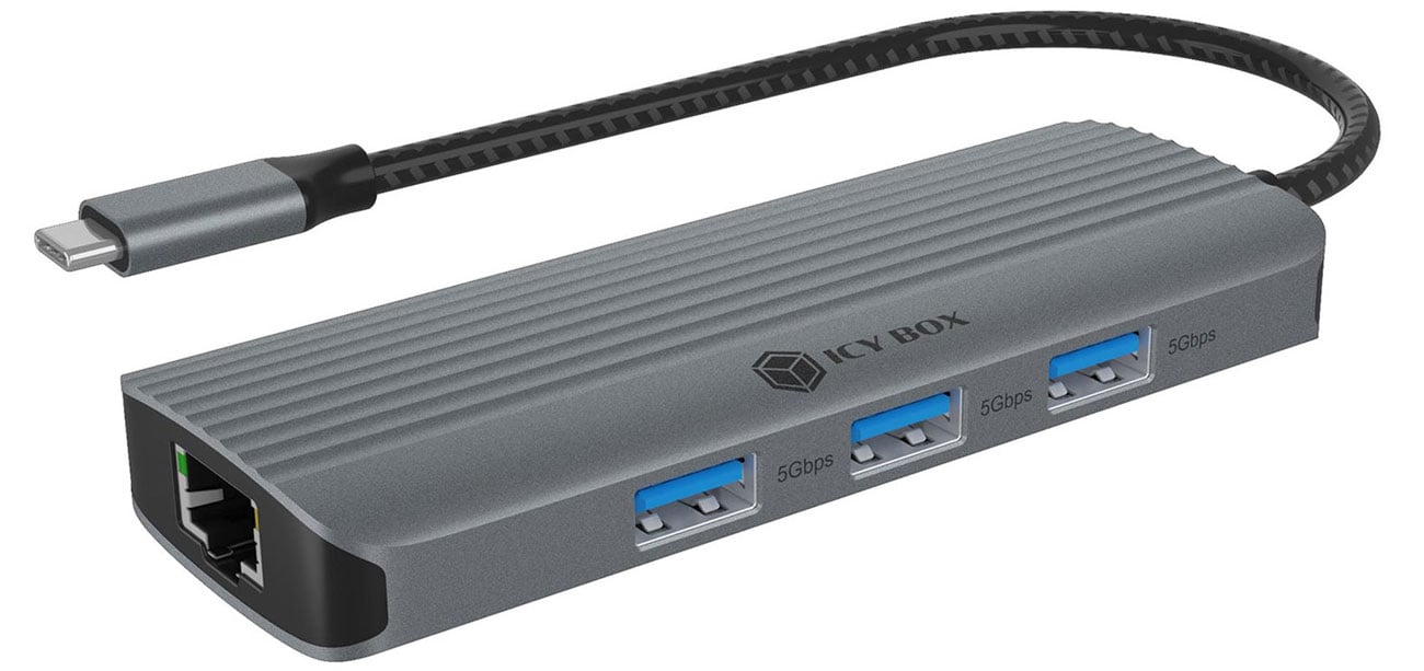 Stacja dokująca ICY BOX USB-C 6w1 - 1 monitor, PD 100, LAN