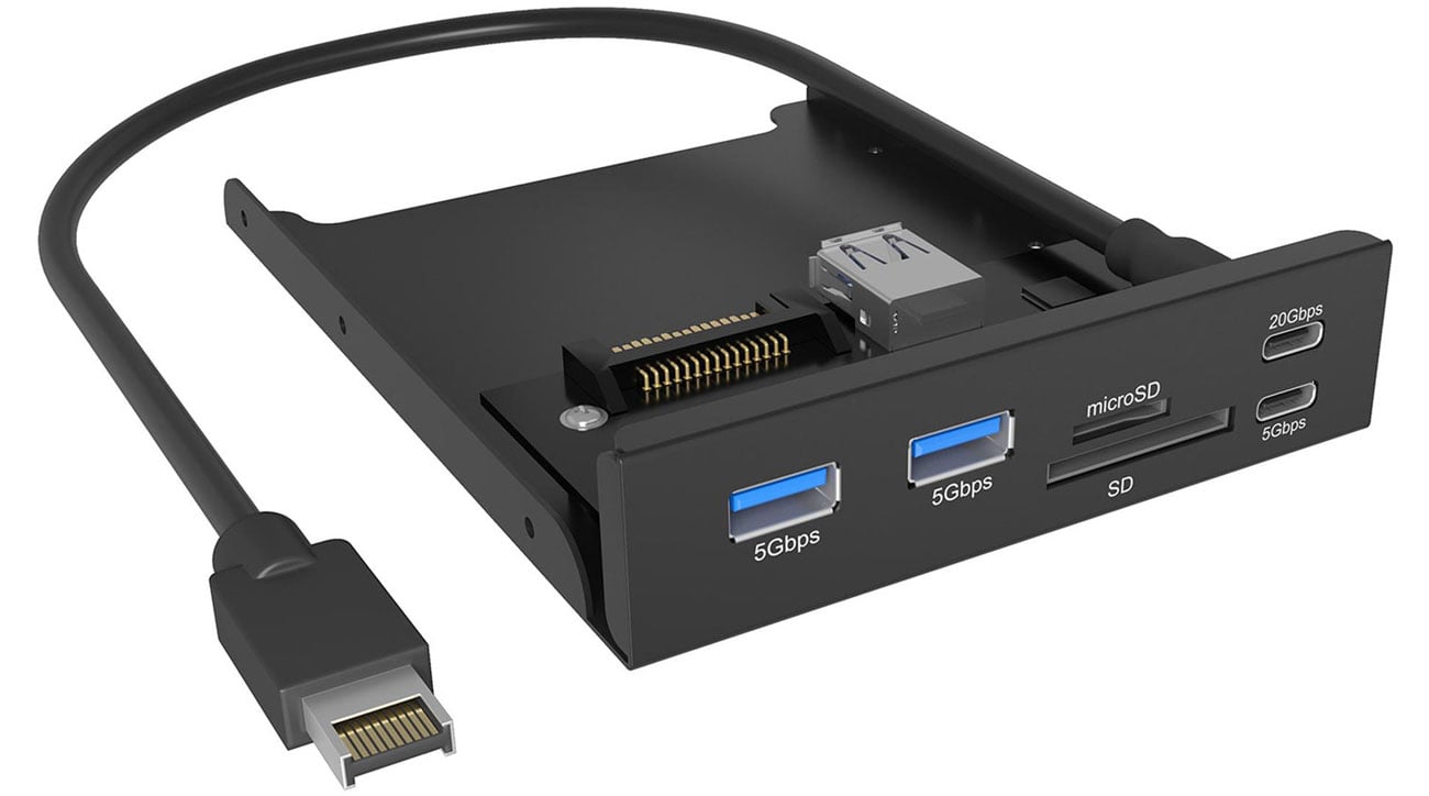 ICY BOX Panel przedni hub USB-C, USB-A, czytnik kart pamięci