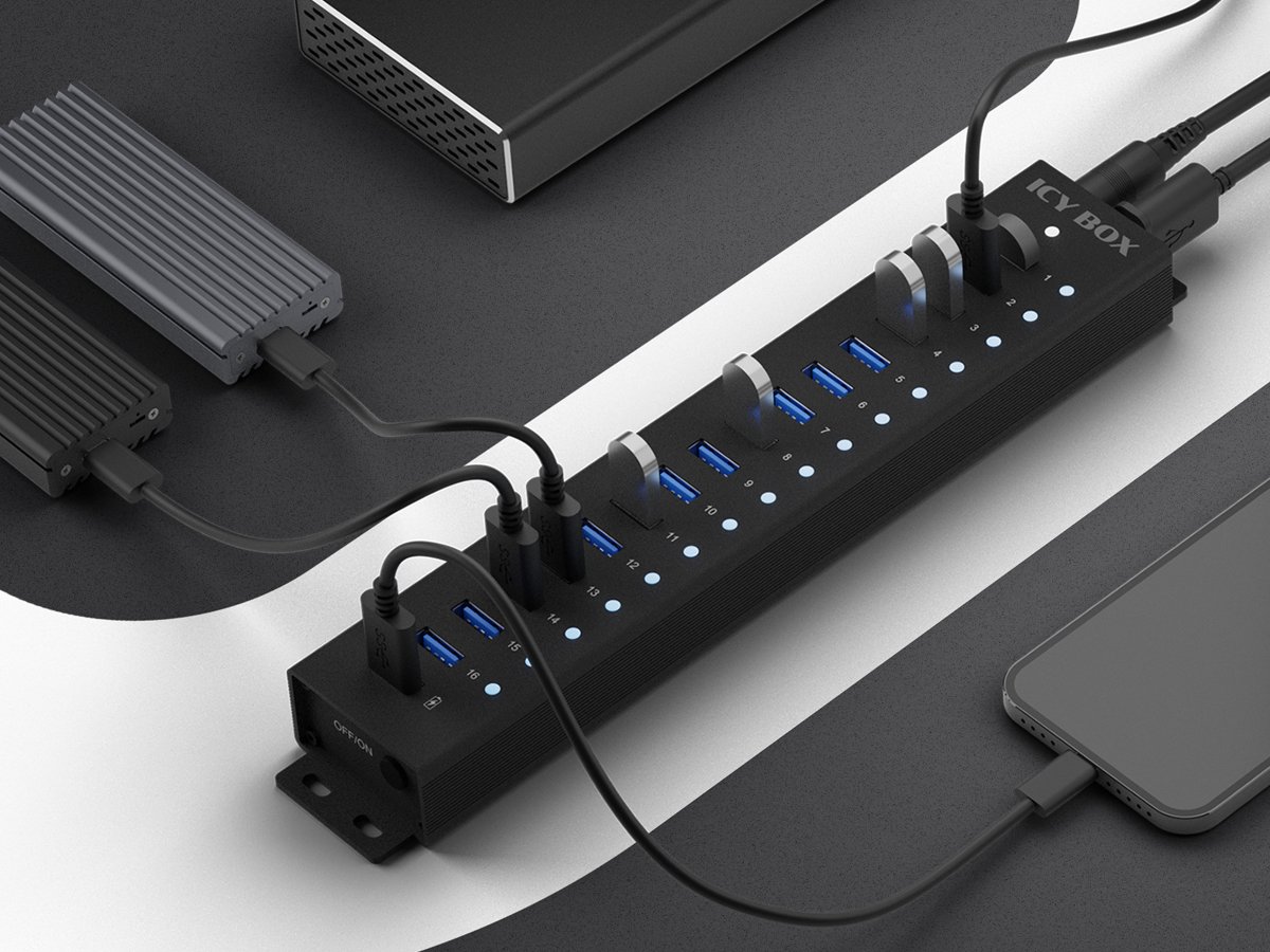 ICY BOX HUB 17-portowy z portem USB 3.2 Gen 1 Type-A
