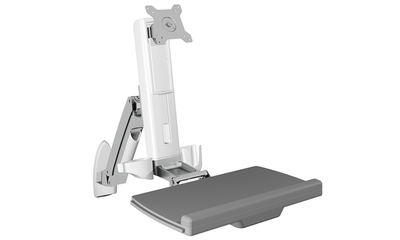 Uchwyt ścienny na monitor (do 24'') i klawiaturę ICY BOX IB-MS600-W - Widok od przodu pod kątem