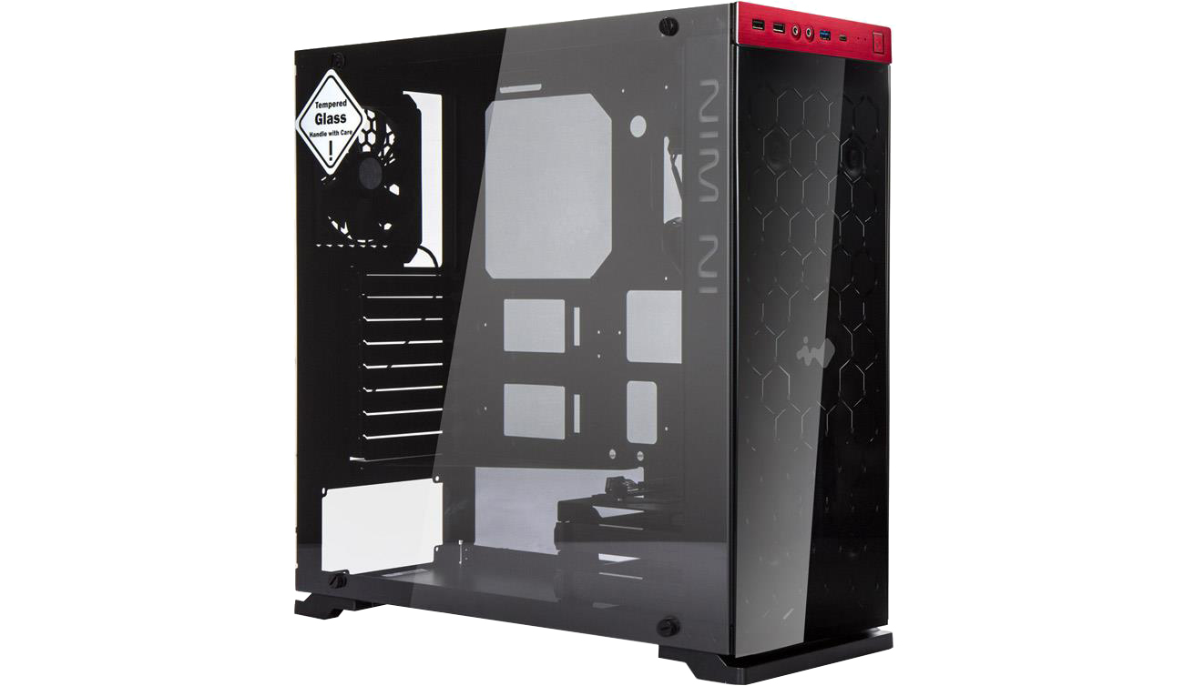 IN WIN 805 czerwona widok z lewej