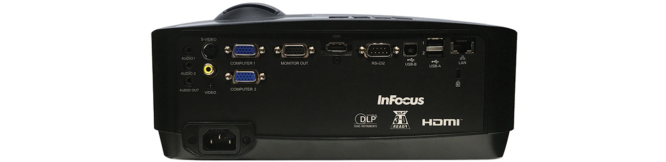 InFocus IN2128HDx - Widok z tyłu, złącza