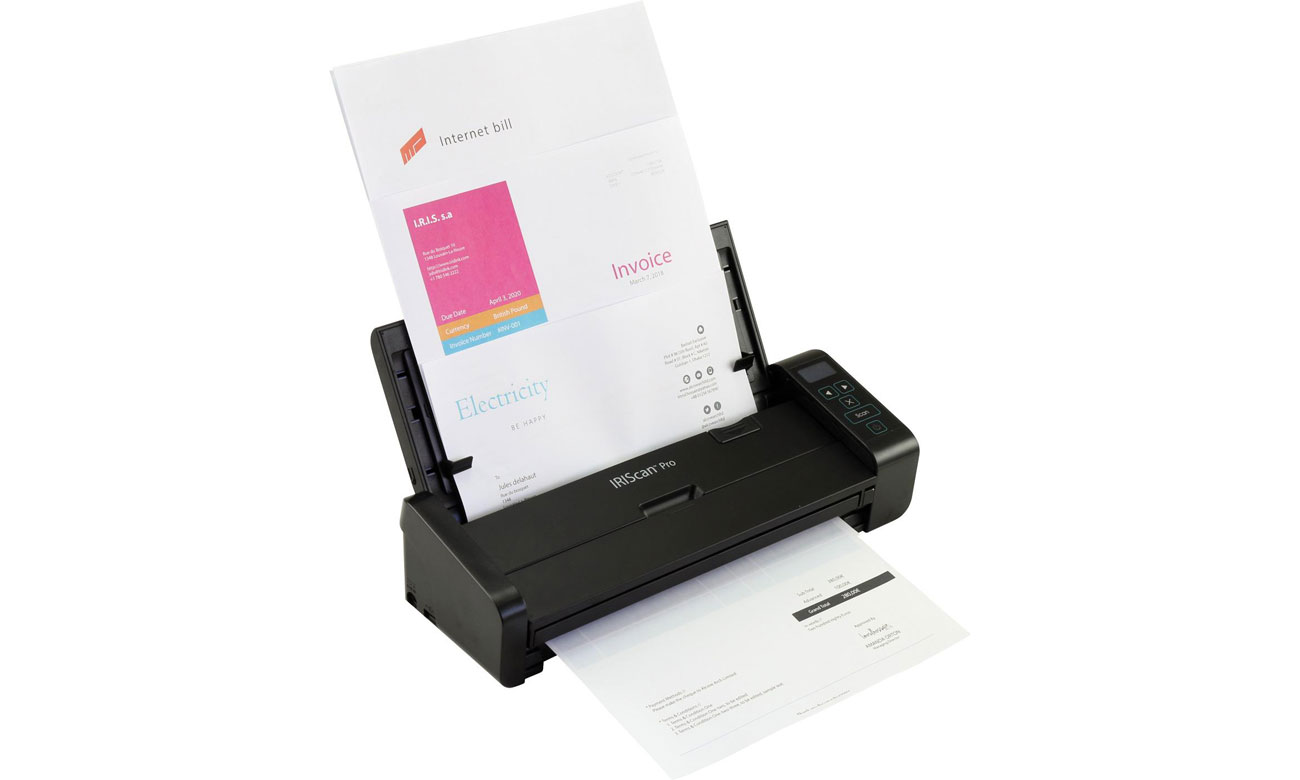 IRISCan PRO 5 widok z boku skanowanie dokumentu