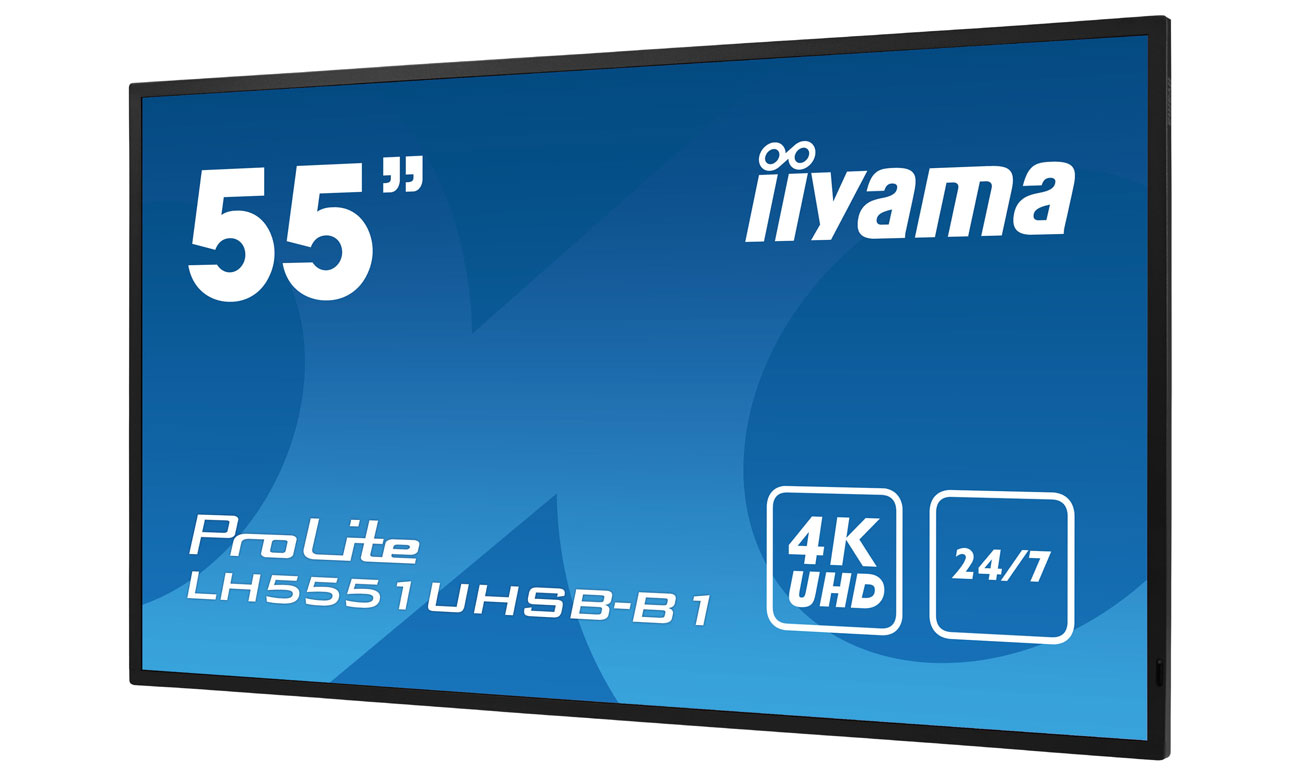iiyama LH5551UHSB-B1 widok z przodu pod kątem