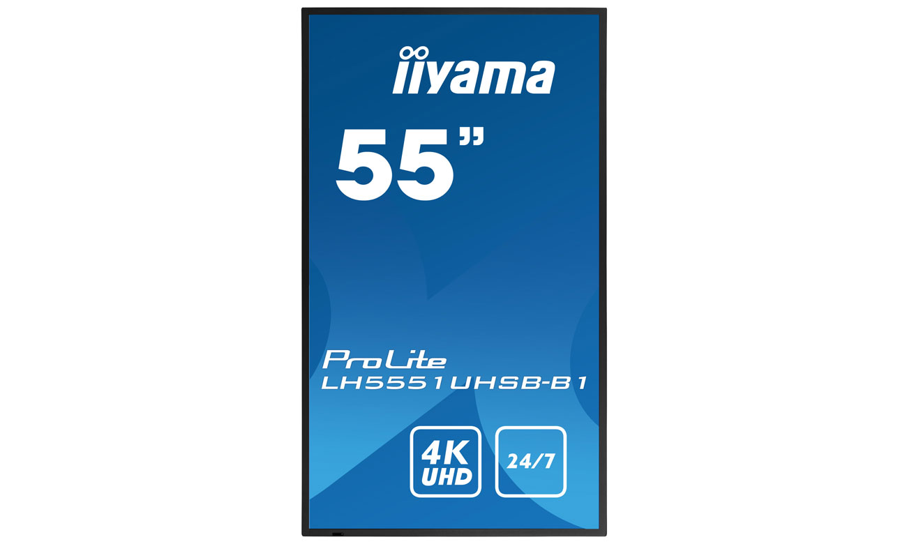iiyama LH5551UHSB-B1 widok z przodu, tryb portretowy