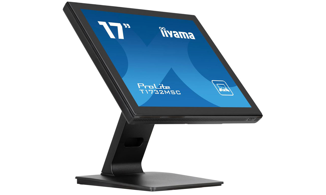 iiyama T1732MSC-B1S widok z przodu pod kątem, regulacja pochylenia