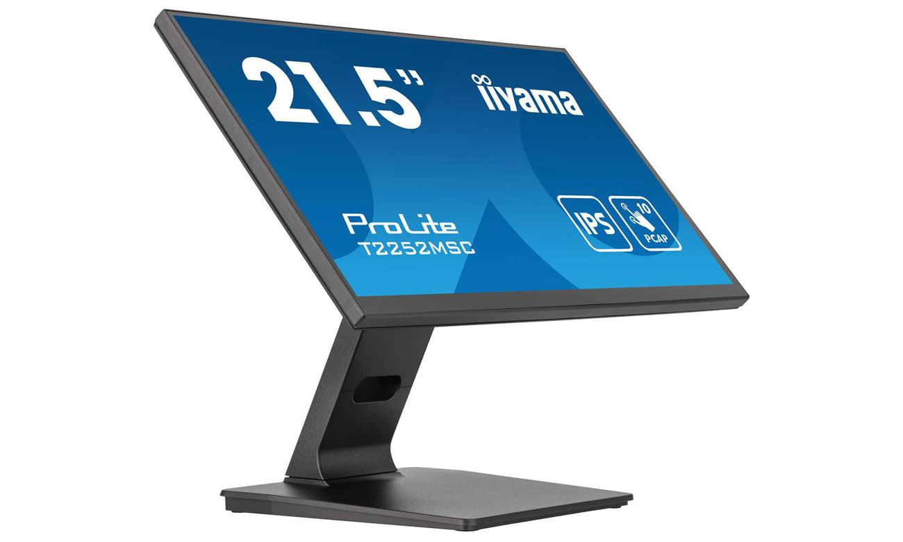 iiyama T2252MSC-B2 widok z przodu pod kątem, regulacja pochylenia