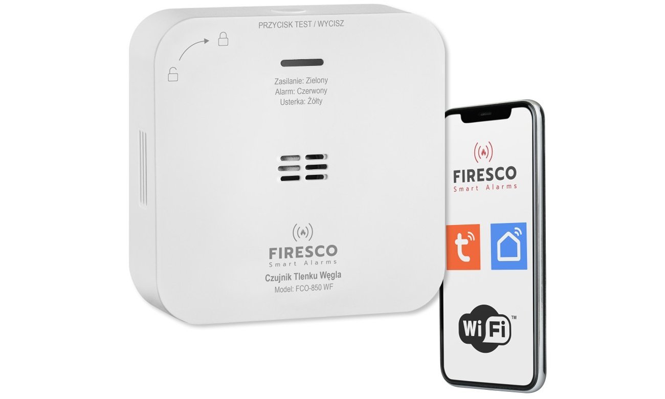 Czujnik tlenku węgla Kidde Firesco Smart FCO-850 WF - Widok od przodu pod kątem