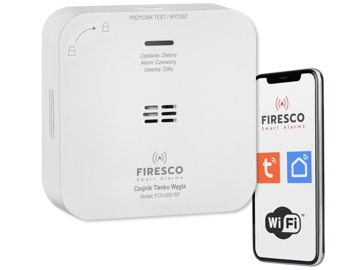 Czujnik tlenku węgla Kidde Firesco Smart FCO-850 WF - Widok od przodu pod kątem