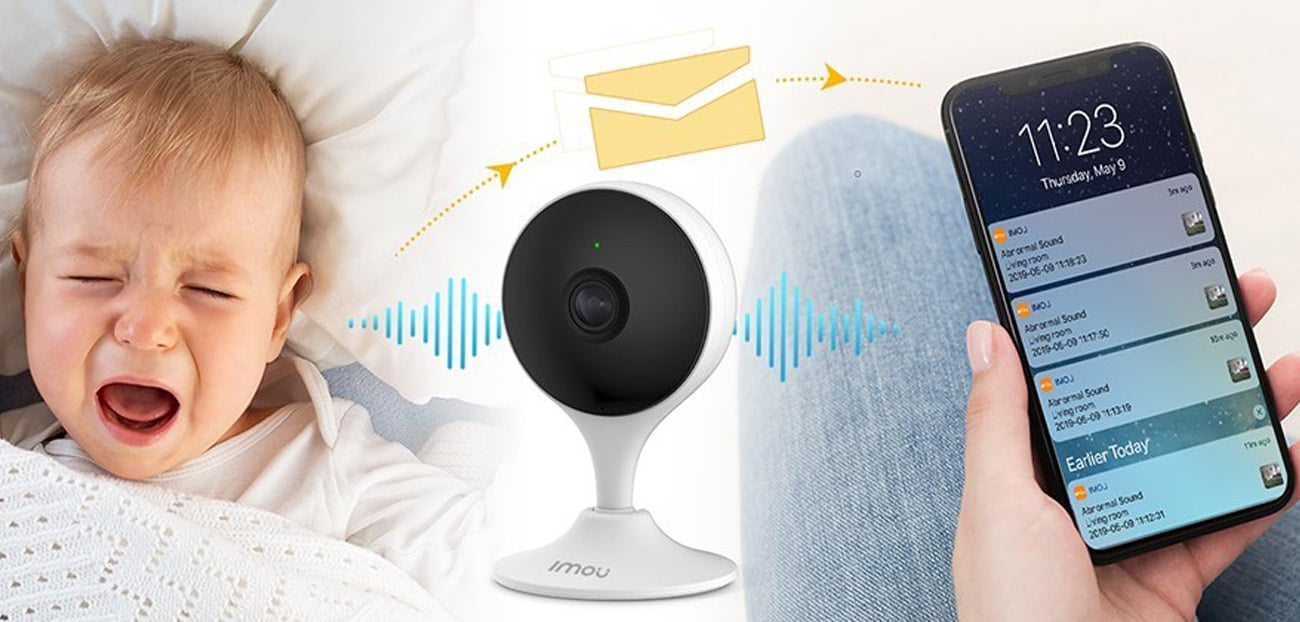 Inteligentna kamera Imou Cue 2-D - Wbudowany alarm i wykrywanie niepokojących dźwięków