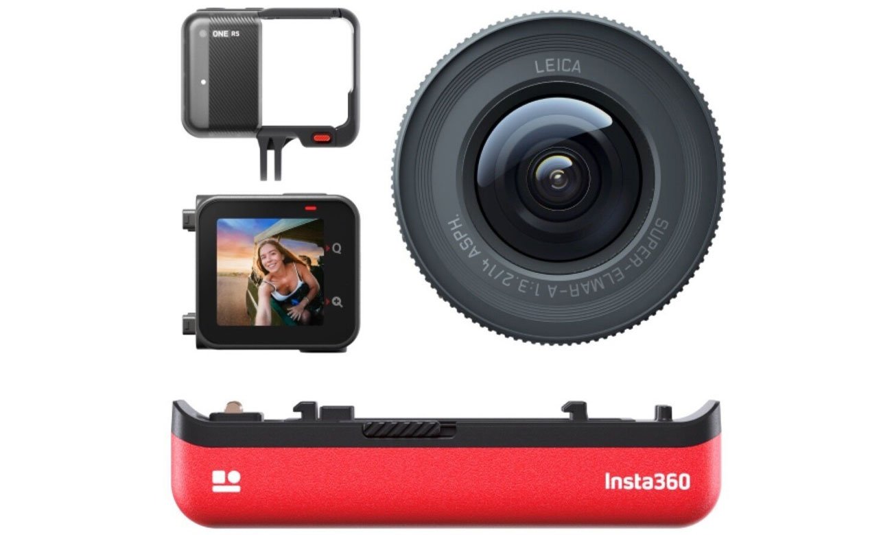 Kamera sportowa Insta360 ONE RS 1-Inch Edition - Widok od przodu wszystkich modułów