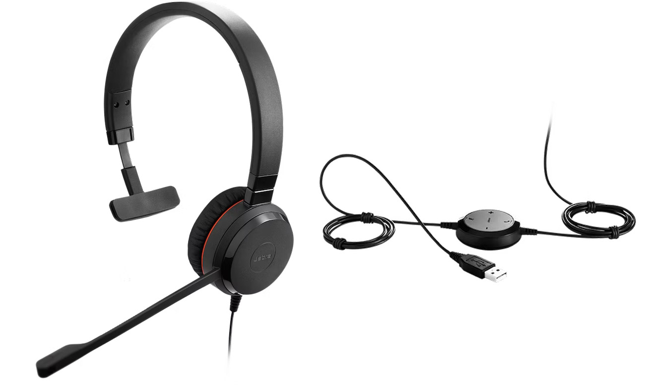 Zestaw słuchawkowy Jabra Evolve 20 Mono USB-A UC - Widok od przodu pod kątem
