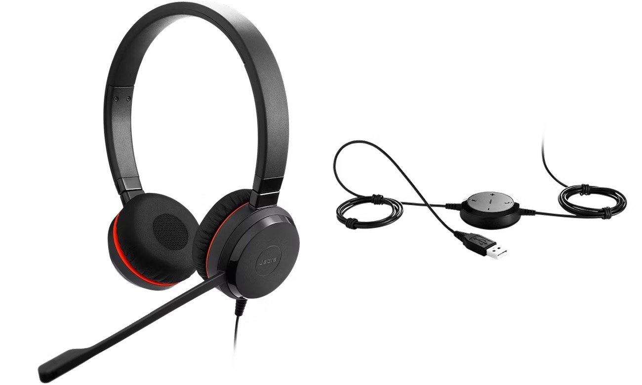Zestaw słuchawkowy Jabra Evolve 20 Stereo USB-A UC - Widok od przodu pod kątem