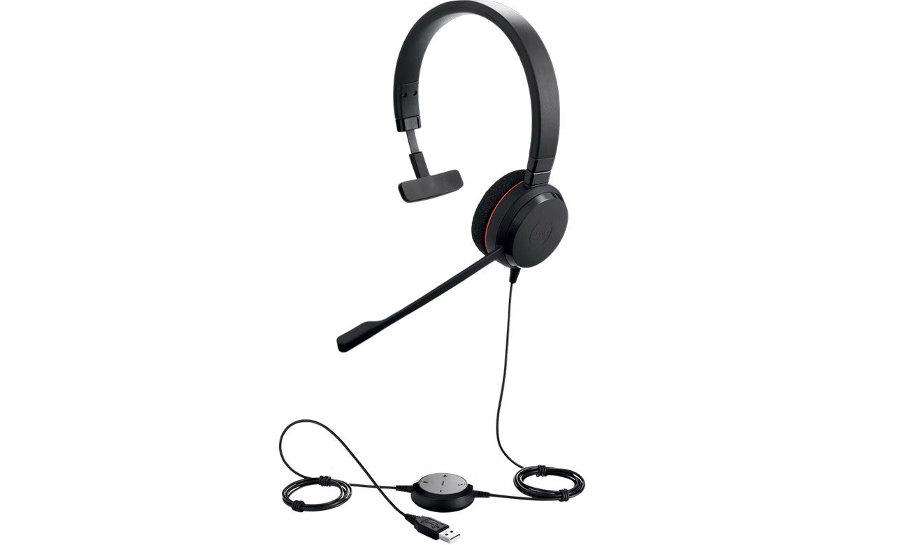Zestaw słuchawkowy Jabra Evolve 20 MS Mono - Widok od przodu pod kątem