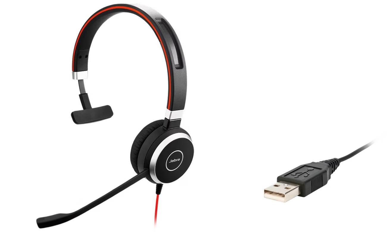 Zestaw słuchawkowy Jabra Evolve 40 Mono USB-A MS - Widok z przodu pod kątem