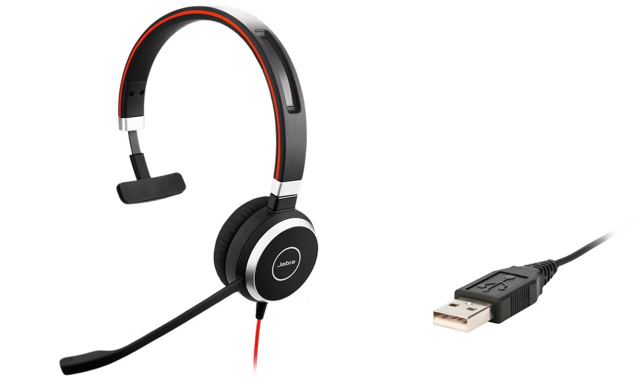 Zestaw słuchawkowy Jabra Evolve 40 Mono USB-A UC - Widok z przodu pod kątem