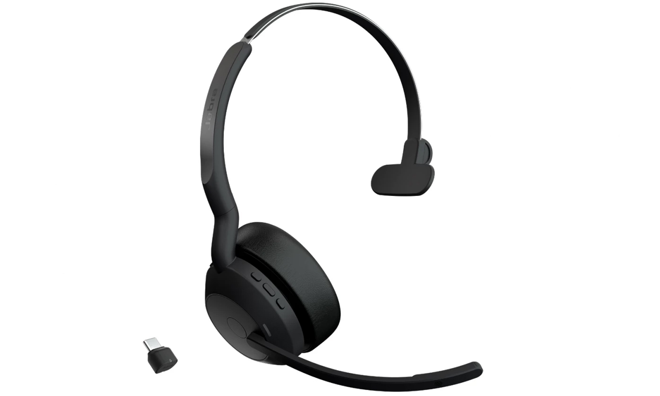 Zestaw słuchawkowy Jabra Evolve2 55 USB-C Mono UC + adapter - Widok od przodu pod kątem